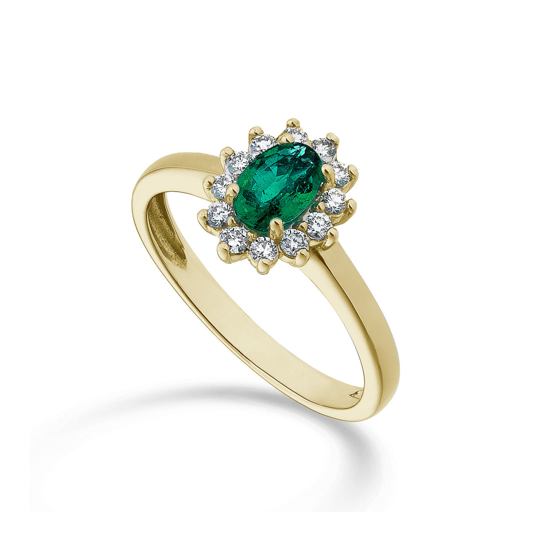 Nihama an 18k emerald n. oval 6x4 ct.0.42 diam. 0.23 ct yellow gold NA5093O1SMN042
