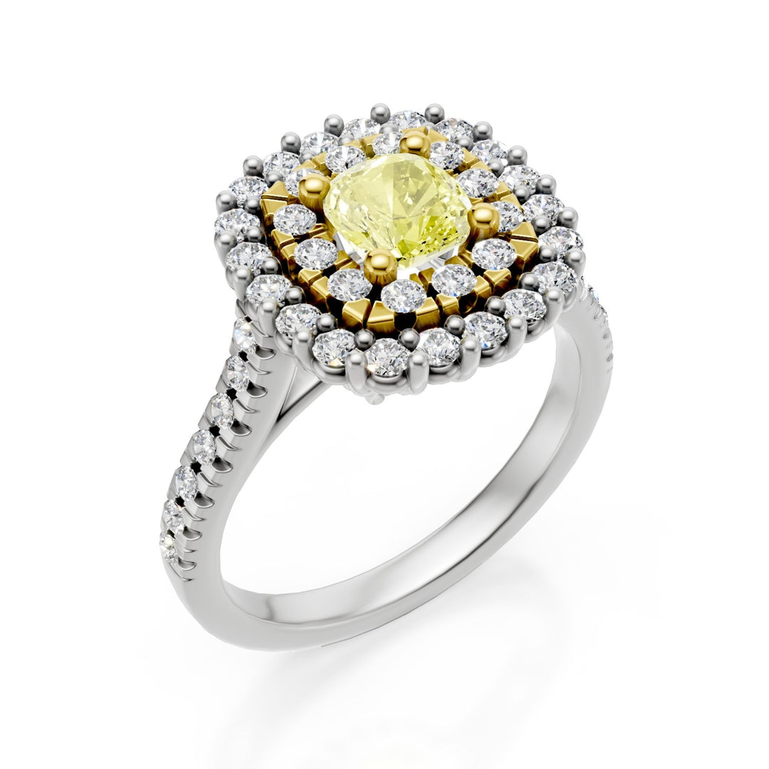 Golay Fancy Cushion Ring 6x5 doppelter zweifarbiger Umriss ACLC737DFY65GB-25213110019