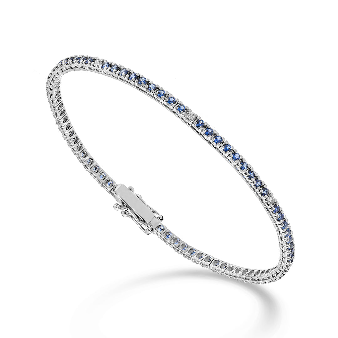 Nihama br tennis 18k sapphires 2.00 ct diamonds 0.18 ct cm.17.5-80 settings NBTQ220ZFRDIO4