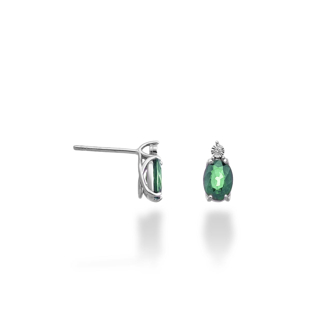 Mikiko oder 18 Karat ovaler Smaragd 7x5 mit Diamant MO5176O4BE