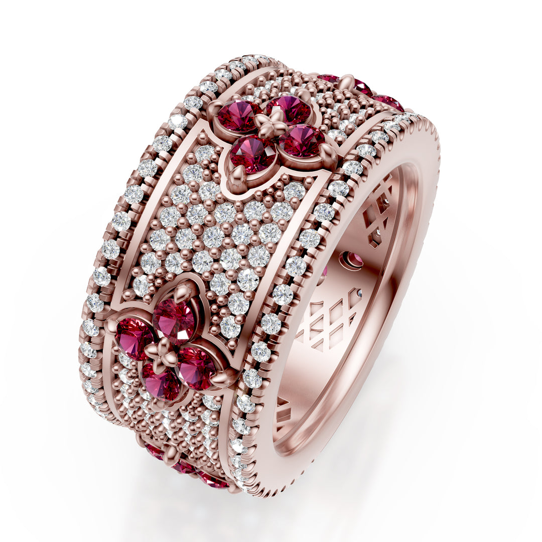 Golay ringband+robijnen+diamanten roze AFFI02RUDIBR-25024110237