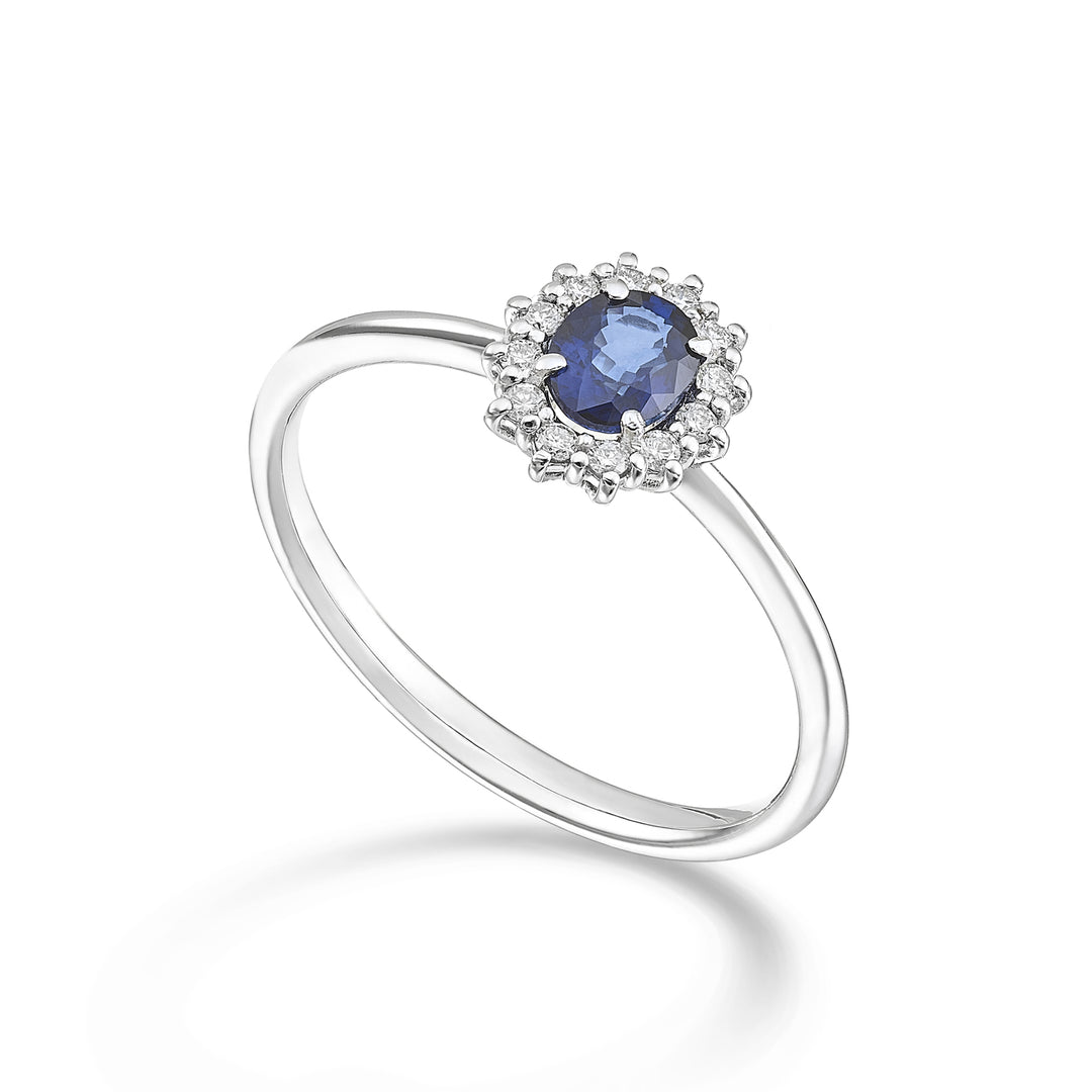 Nihama een 9k ovale saffier 5x4 ct.0,40 diam. 0,10 ct NA5167R4ZFD