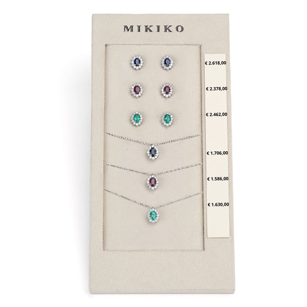 Mikiko-Paket Kl. 5048 + oder 5031 9kt oval 7x5 Saphir, Rubin und Smaragd tr. M.LIGHTBOX.12-T9K