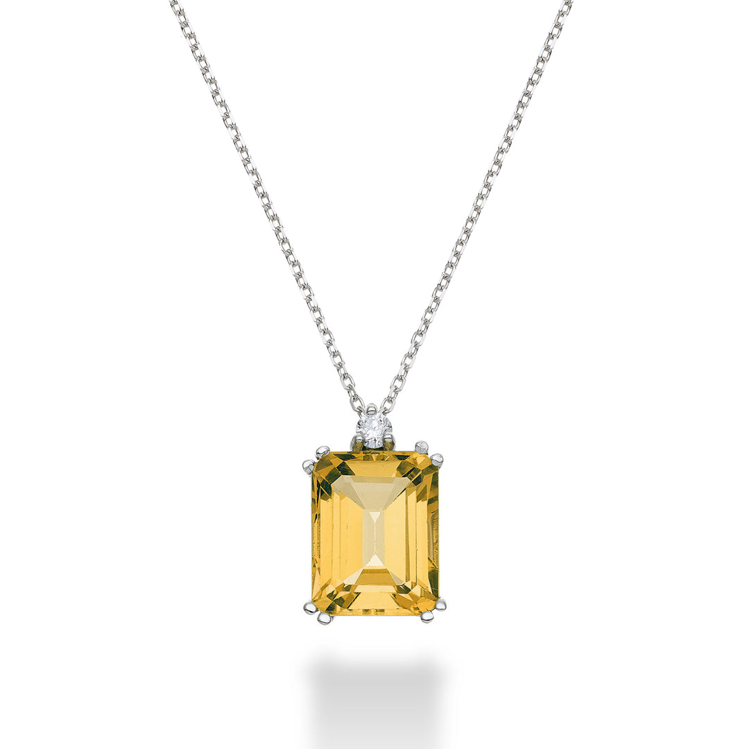 Mikiko cl 18k achthoekige citrien 7x9 ct.2,00 diam. ct.0,04 MPCL090DICITR4O4