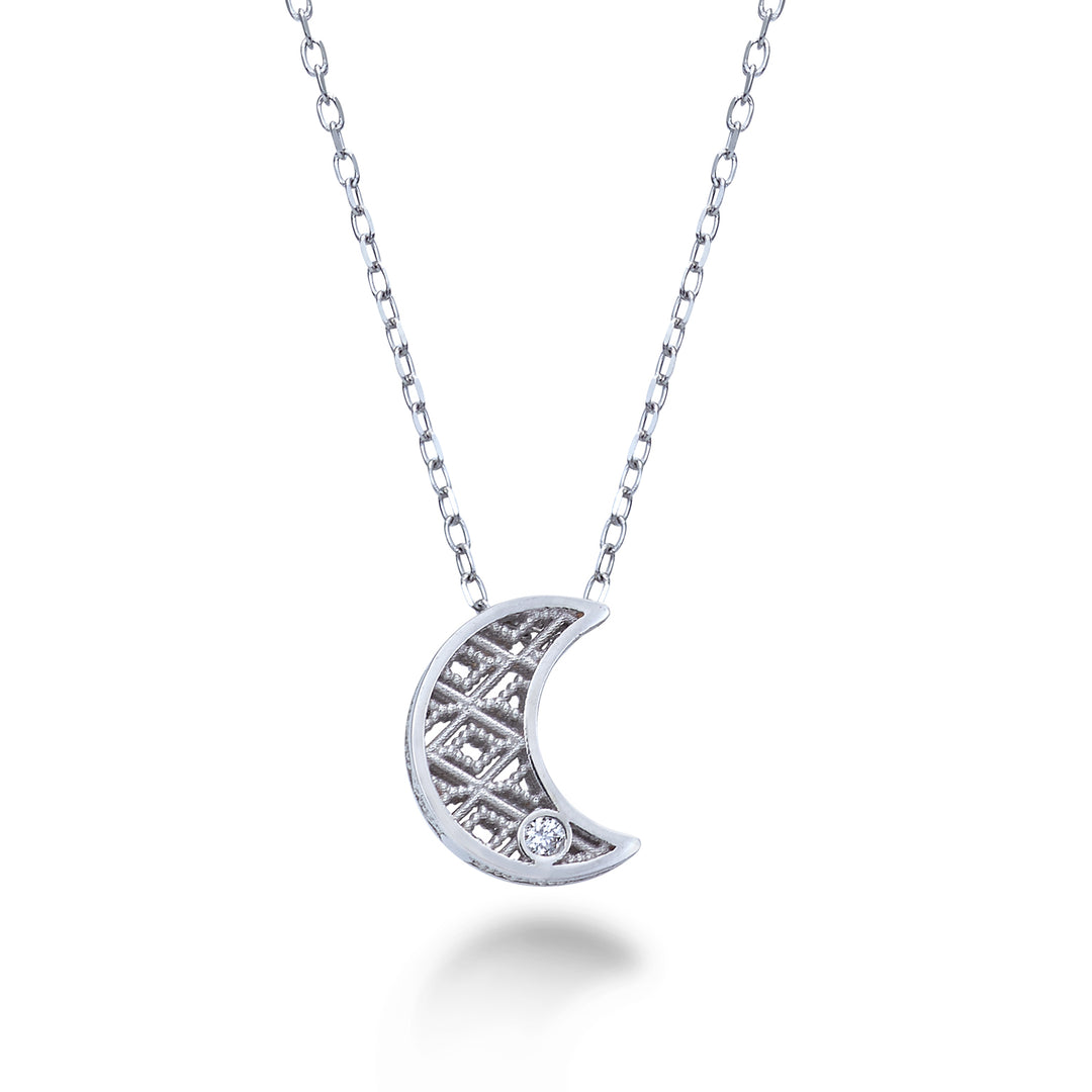 Mikiko cl 18k maanwitgoud diam. ct.0,01 MDLUNAO4