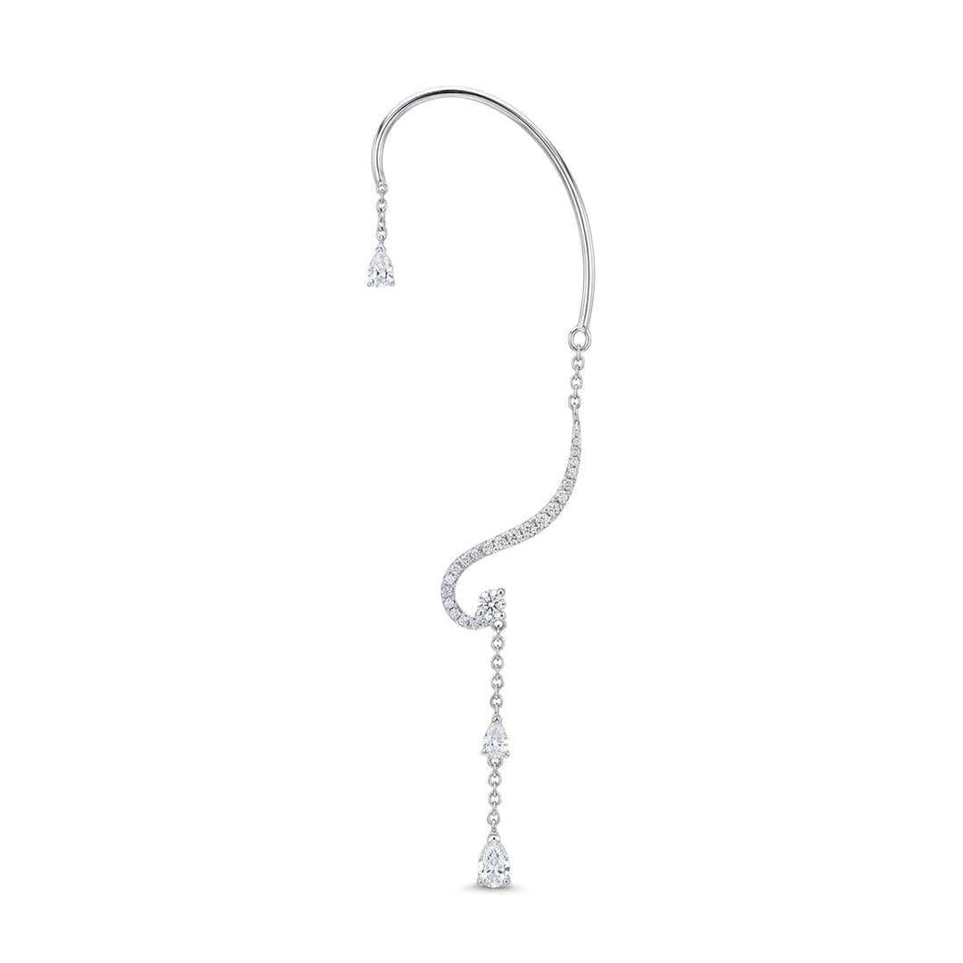 Golay left ear cuff earring with round diamonds and drops OD762DBSX-26076110133