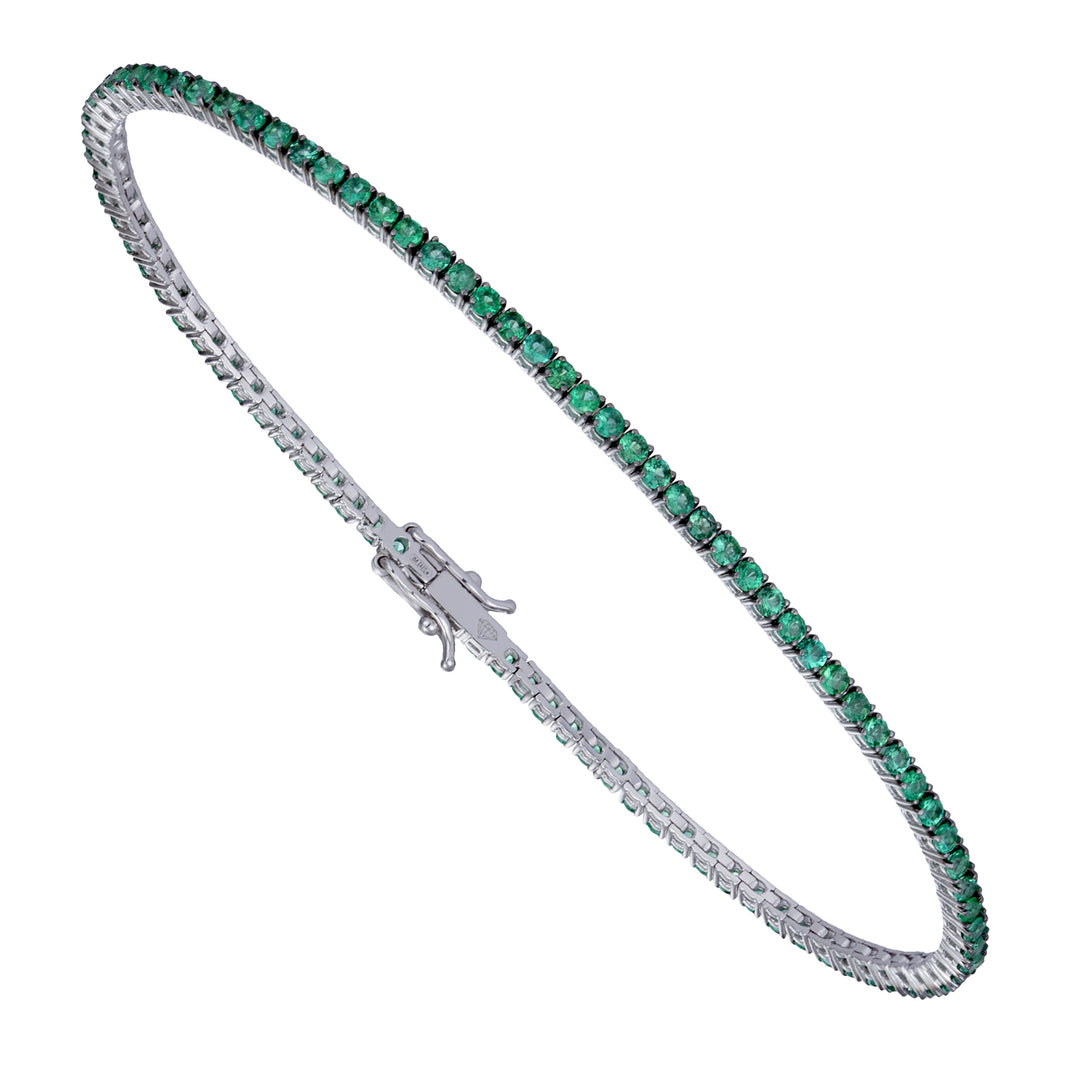 Bracelet de tennis en fil émeraude World Diamond Group BTF001SM8-19275110065