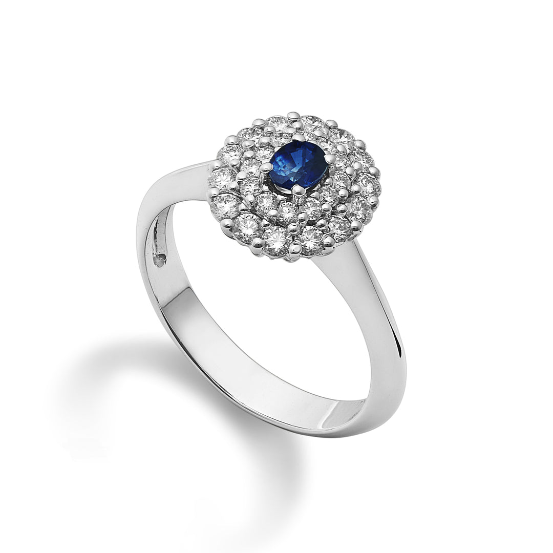 Golay ring with 4x3 oval sapphire and double contour ACLC128DIZB34-22143110177