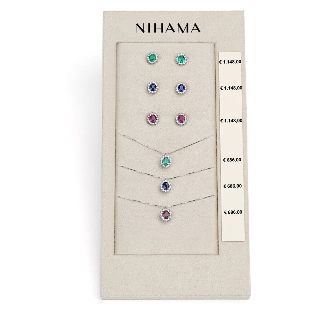 Nihama-Paket Kl. 5126 + oder 5104 18kt ovaler 5x4 Saphir, Rubin und Smaragd nat. N.LIGHTBOX.15-N