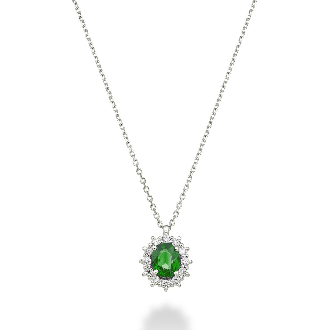 Nihama cl 18k emerald n. oval 5x4 ct.0.30 diam. 0.10 ct ND5126O4SMN