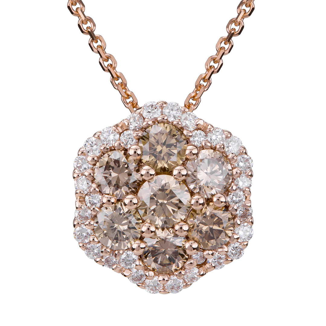 Collier fleur Golay avec diamants marron et contour d. blanc PPV007DIBW-21056000025