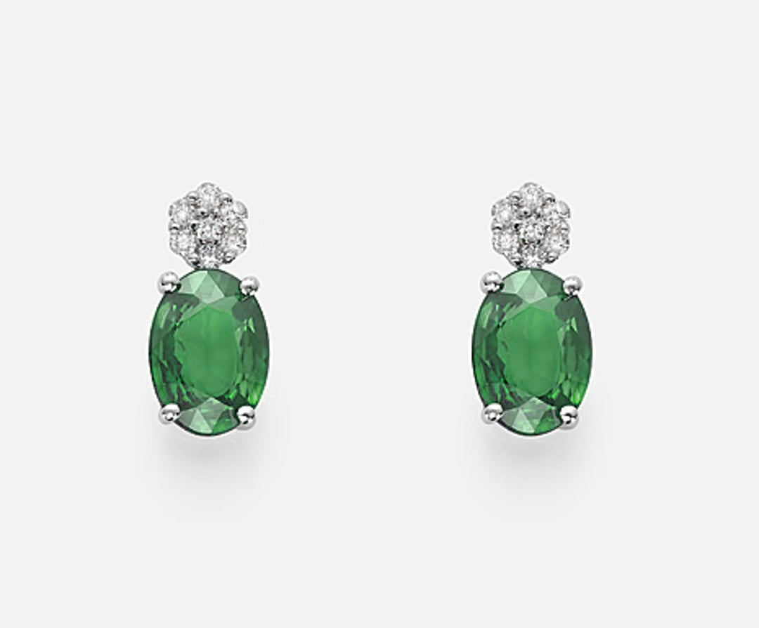 Mikiko oder 18k Smaragd n. oval 7x5 ct.1,20 Durchm. ct. 0,08 MO5014O4SMN120