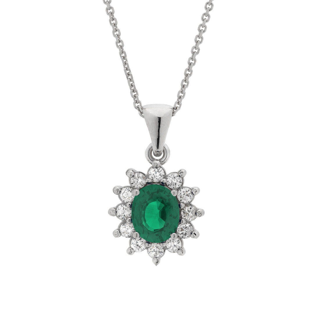 Golay necklace with 6x5 oval emerald pendant and diamonds PCL019WDISM-22158110167
