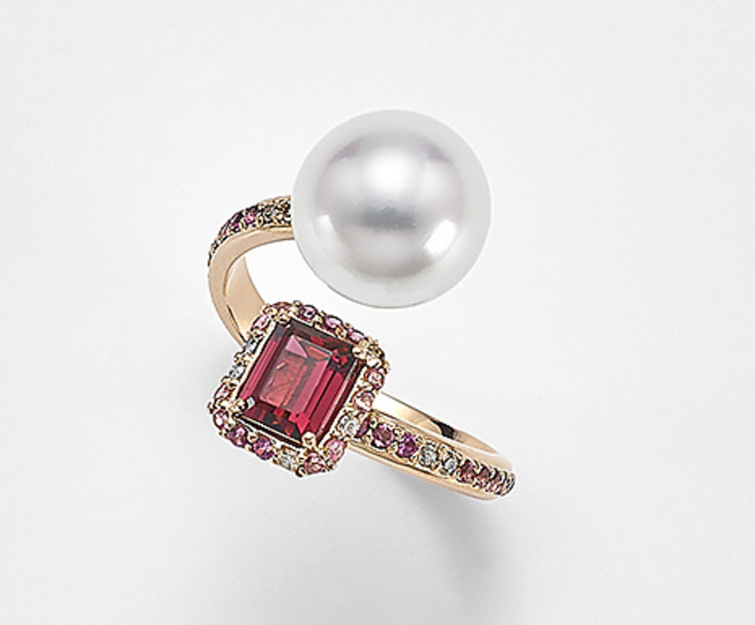 Nihama an 18k sspw 10/11 ct.0,16 diam marron, tourmaline rose et rhodolite NA0772O3SABI100