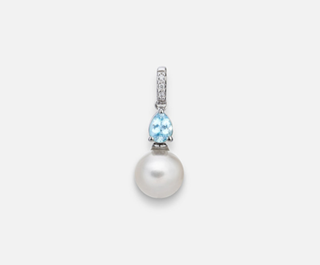 Nihama pe 18k fw 6.5/7 aquamarijn druppel 4x3 ct.0.13 dia ct.0.01 NP0389O4FABI065-AM