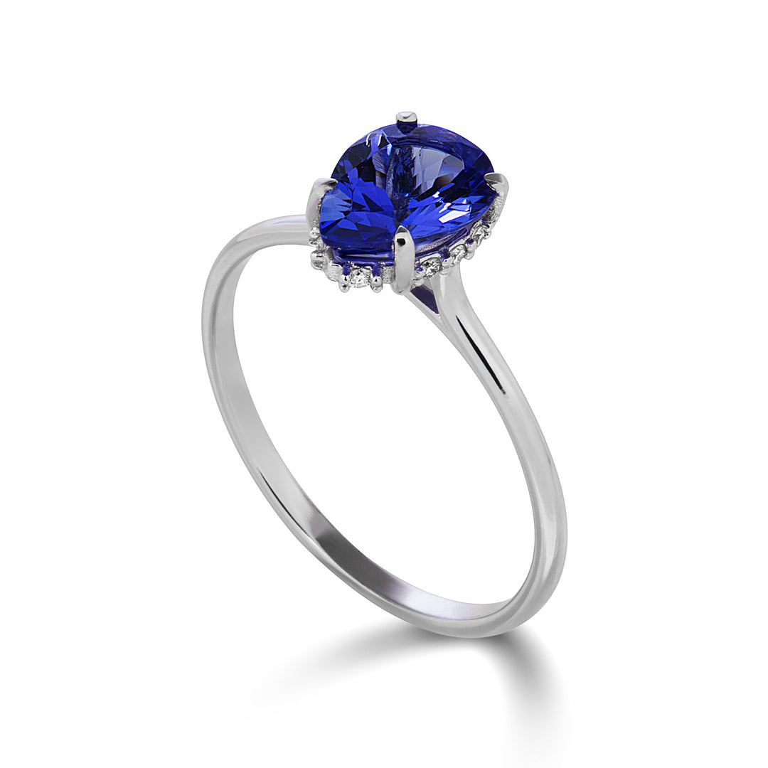 Nihama an 18k tanzanite drop 8x6 set with diamonds NA5225O4TZN