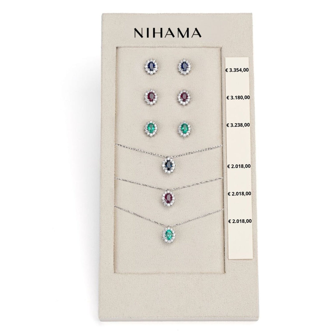 Nihama-Paket Kl. 5048 + oder 5031 18kt ovaler 7x5 Saphir, Rubin und Smaragd nat. N.LIGHTBOX.12-N