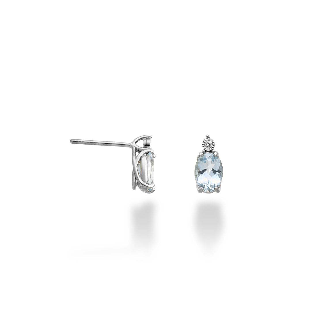Mikiko oder 9 Karat ovaler Aquamarin 7x5 mit Diamant MO5176R4AM