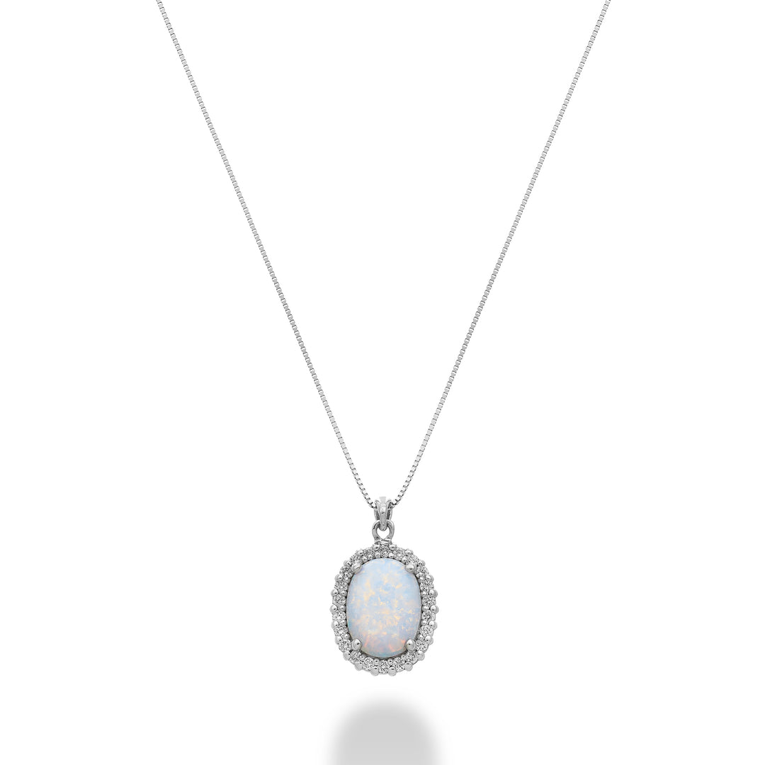 Mikiko cl 9k opaal ovale cabochon 7x5 en diamantomtrek MD5192R4OP