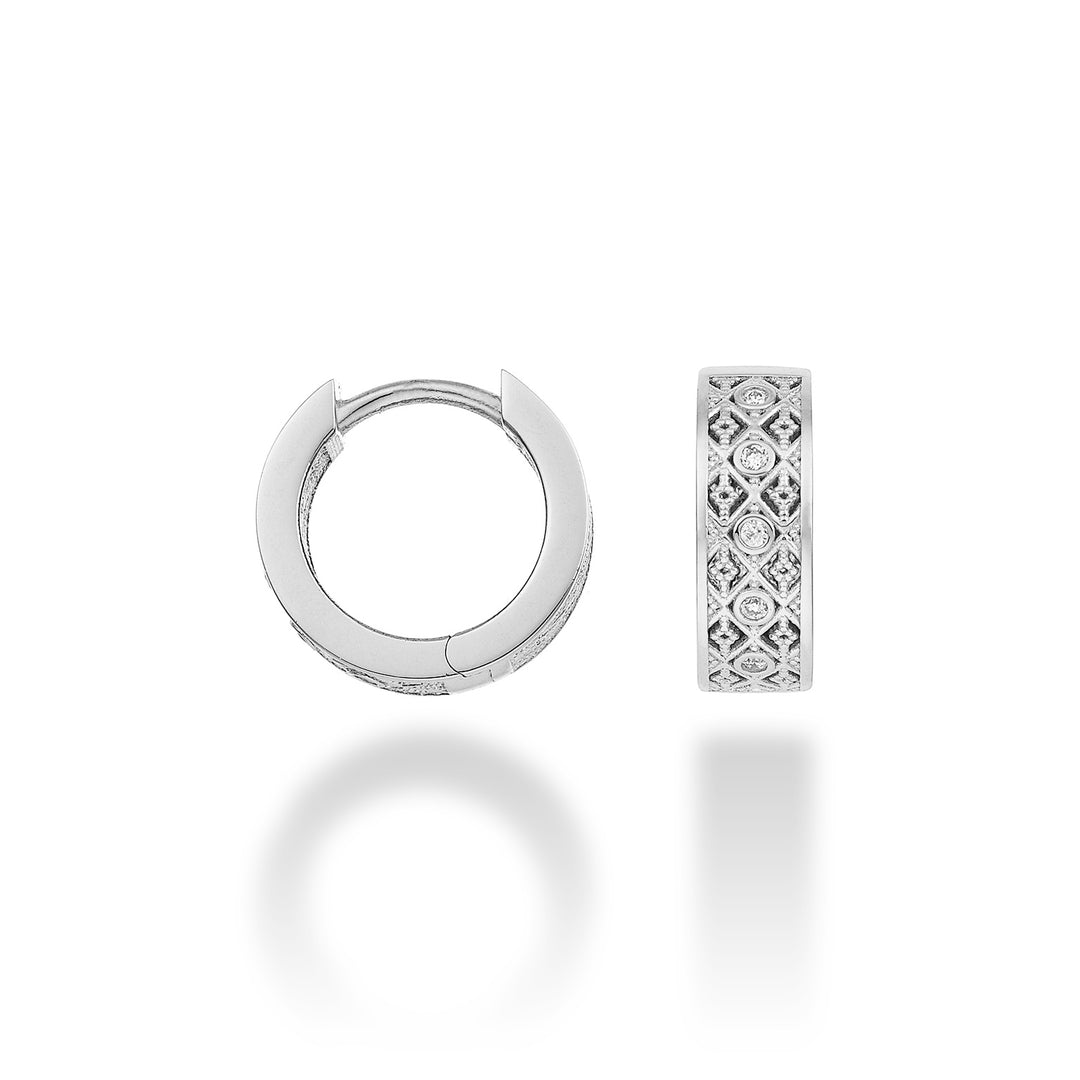 Mikiko of 18k ronde textuur diam. 0,05 ct witgoud diam. oosten. 12 mm MO5064O4BR005