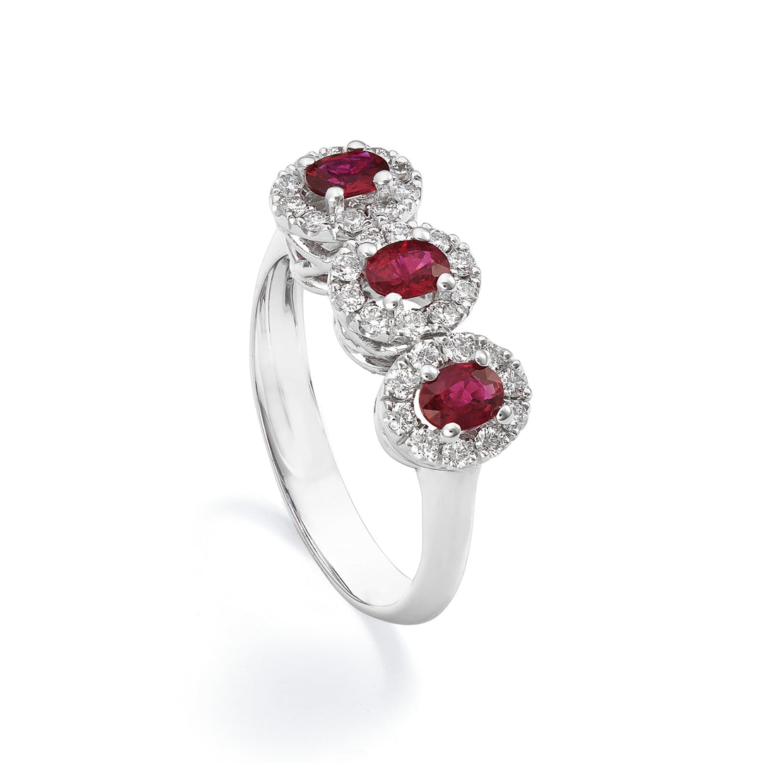 Golay trilogy ring with oval rubies 4x3 with diamonds ACL3122DIRU34-24030110105