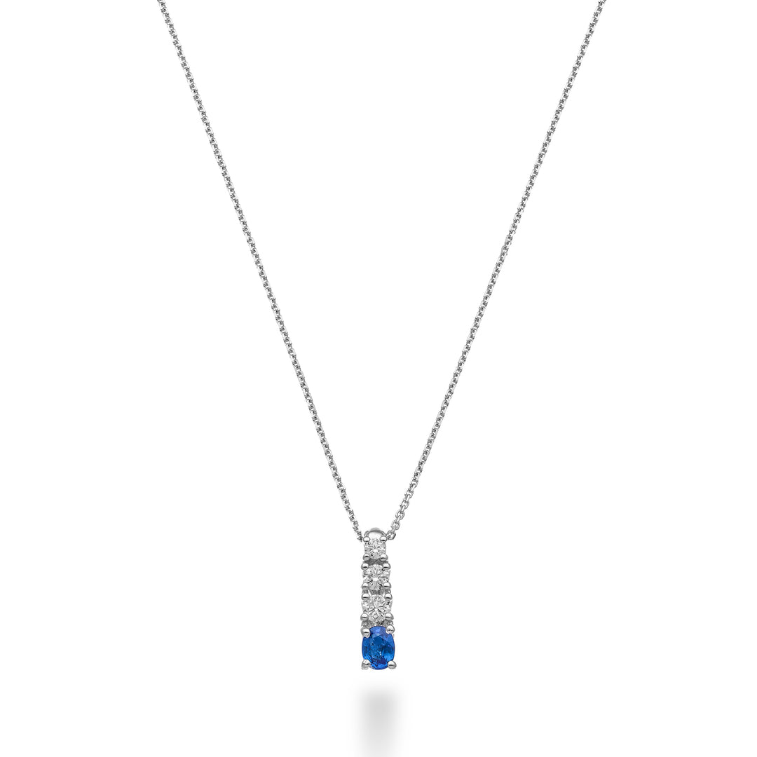 Golay ovale Zaff-Anhänger-Halskette 5x4 und 3 abgestufte Diamanten GCLS489DZB54-24270110104
