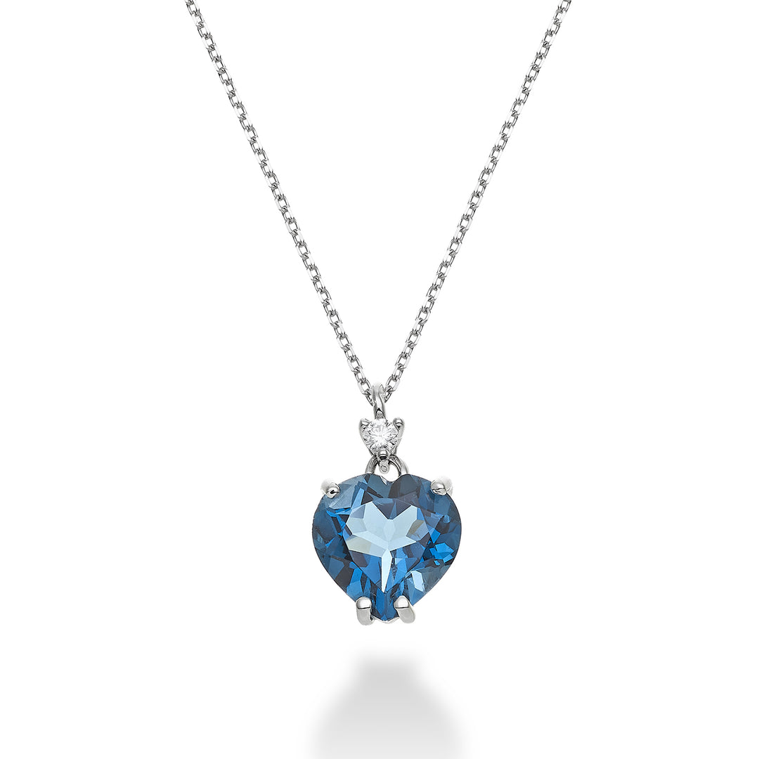 Mikiko cl 18k London blue topaz heart 8x8 ct.2.00 diam. ct.0,025 MPCL198DITPBL88O4