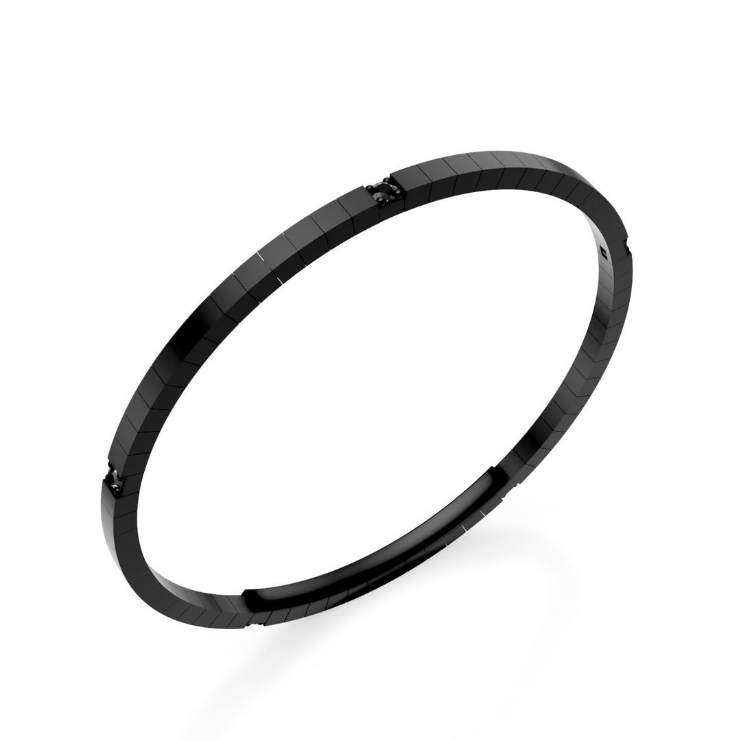 X-Diamond zwarte titanium tennisarmband met vijf zwarte diamanten en vlindersluiting, 18,5 cm, derde maat LXDBRT013S5BKNE-185