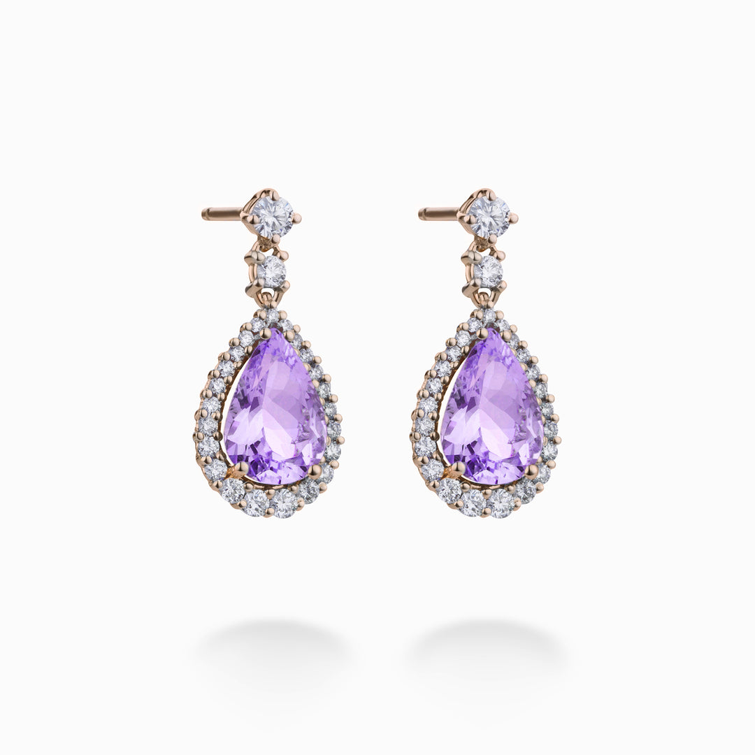 World Diamond Group kunziet oorbellen 10x7 diamanten omtrek OCL073DIKZ1-23166110351