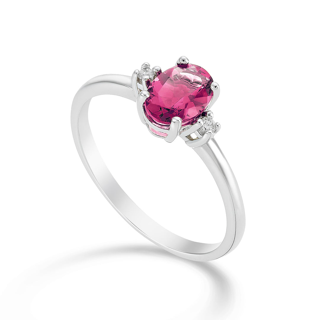 Mikiko een 18k ovale roze topaas 7x5 ct.0,80 diam. ct.0,03 MA5073O4TPPK