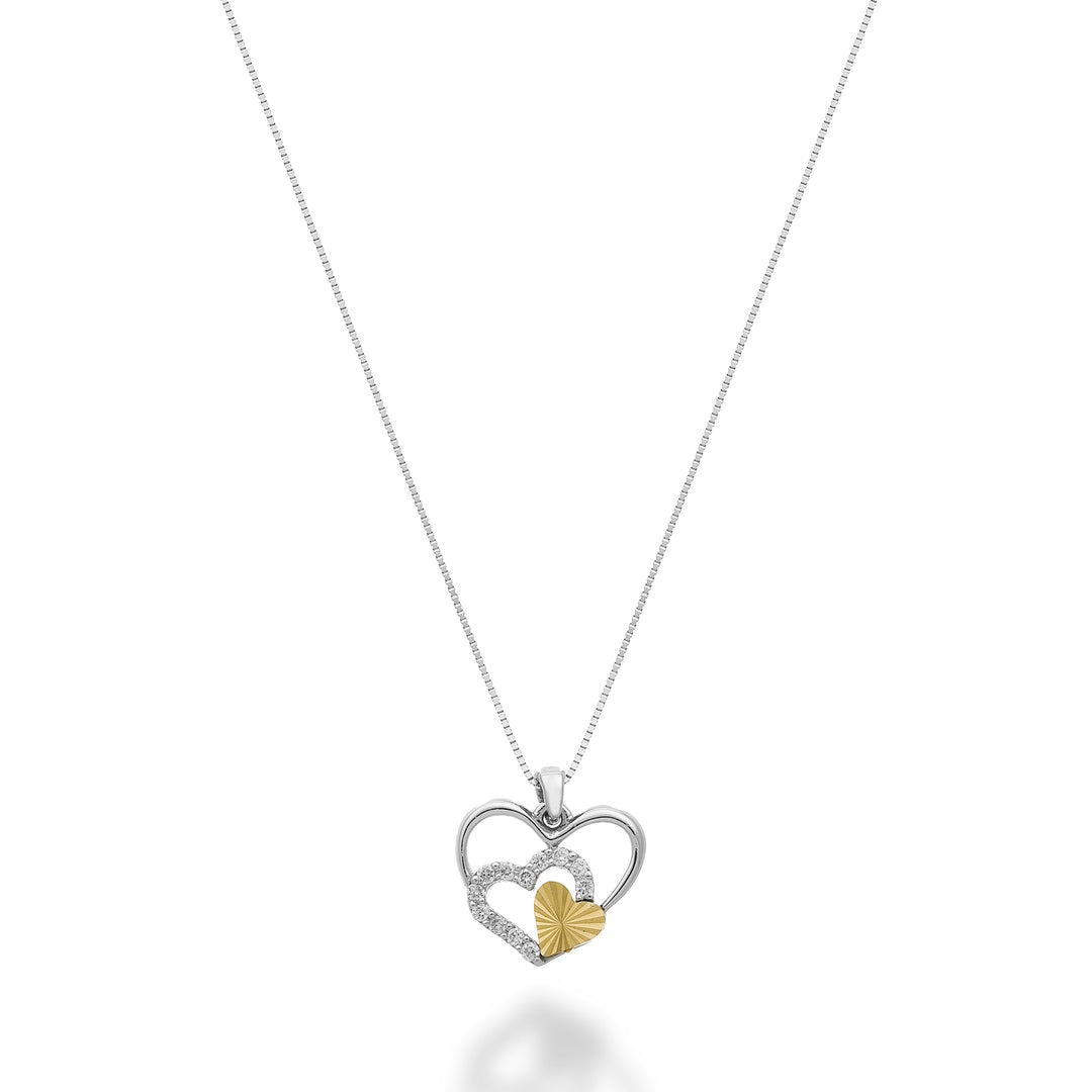 Mikiko cl 9k fantasie met hartjes en diamanten in witgoud, met hartelement in geelgoud MD5199R7BR006