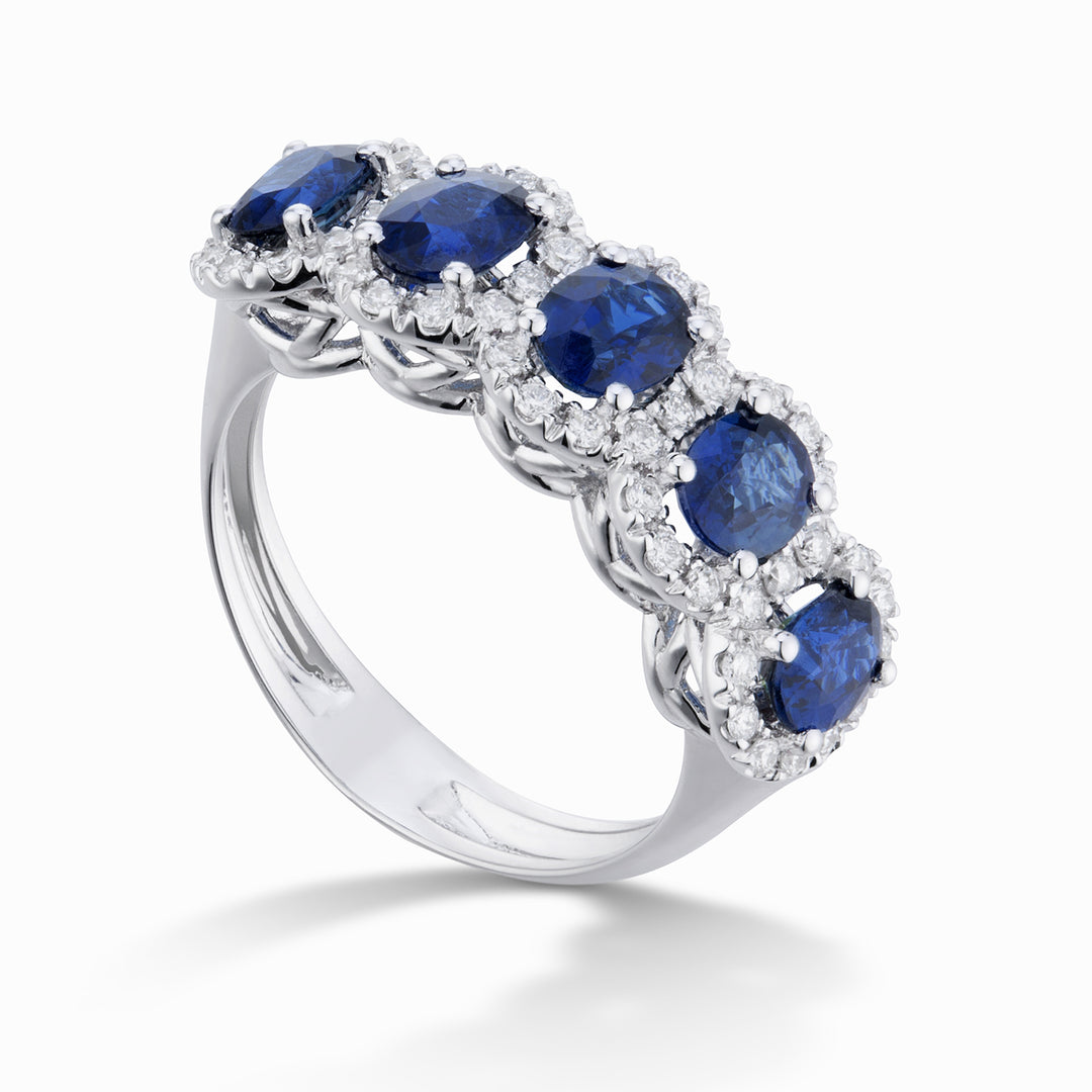 Golay ring with 5 5x4 oval sapphires and contour diamonds ACL5123DIZB45-23101110019