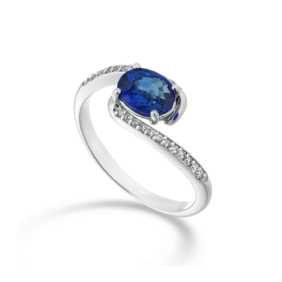 Nihama an 18k oval sapphire 7x5 ct.0.80 diam. ct.0,085 NA5101O4ZFD