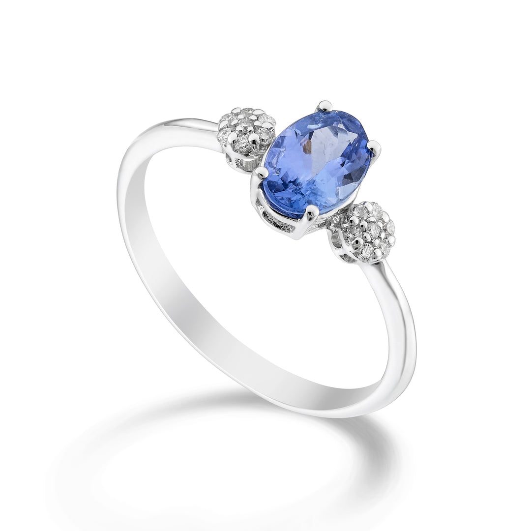 Nihama een 18k tanzaniet n. ovaal 7x5 ct.0,60 diam. 0,08 ct NA5058O4TZN