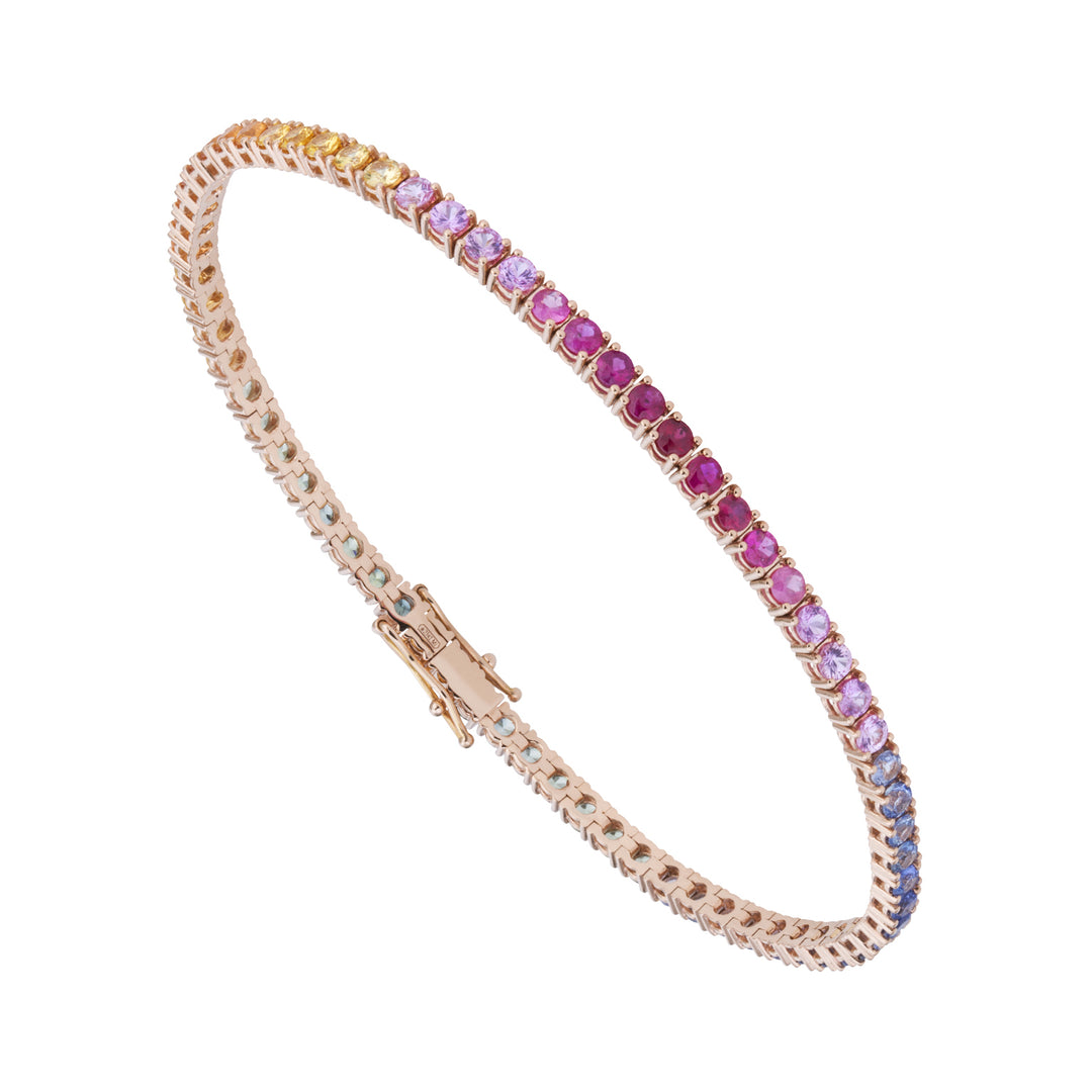 World Diamond Group 9k gouden veelkleurige saffierdraadtennisarmband BTF001ZBMC2-375-23132110055