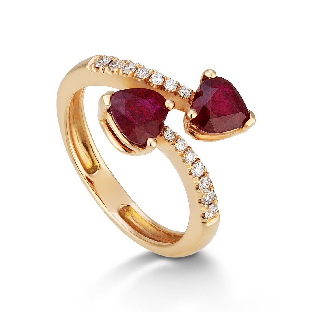 Golay ring met hartvormige robijnen 6x5 en diamanten ACLC120DIRU-22047110065