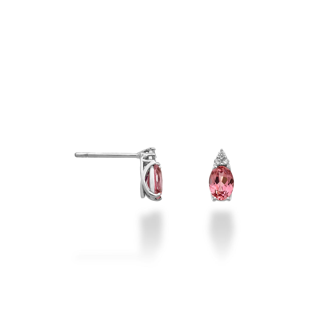 Mikiko of 18k ovale roze saffier 6x4 en drie diamanten MO5171O4ZFRP