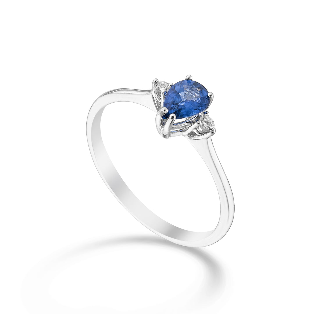 Nihama une goutte de saphir 9 carats 6x4 et diamants latéraux NA5217R4ZFD
