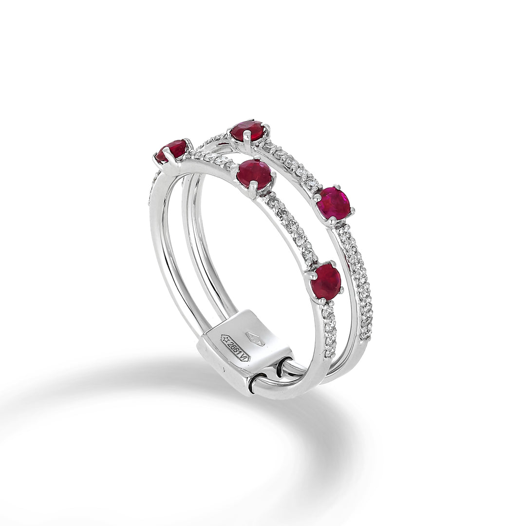 Golay two row ring with diamonds and rubies ATM003DIRU-21291110044