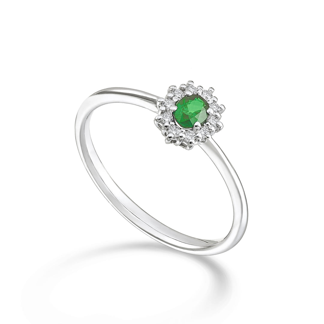 Nihama une émeraude ovale 18 carats 4x3 ct.0,15 diam. ct.0,08 NA5166O4BE