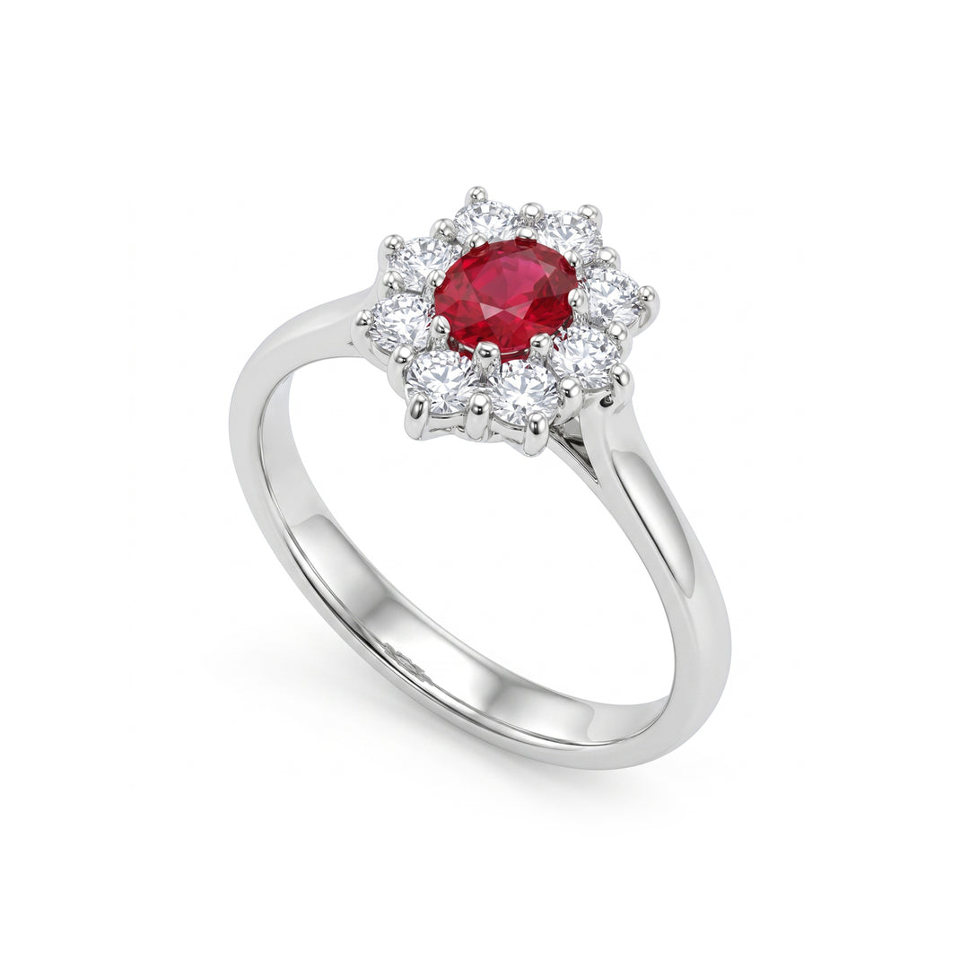 Golay oval ruby ring 5x4 and contour 8 stones ACLC461DRU54-24199110005