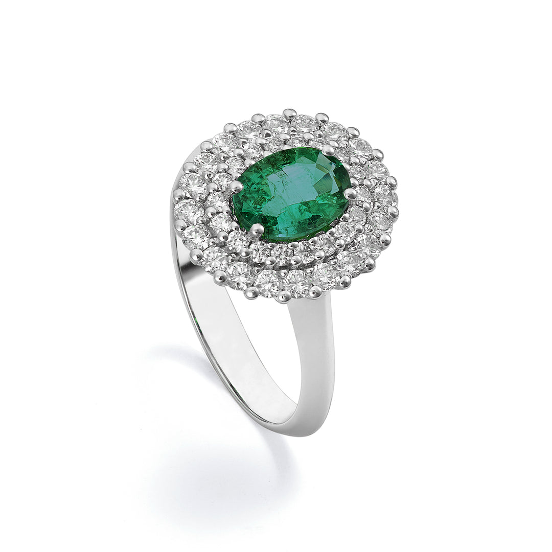 Golay ring with 5x4 oval emerald and double contour ACLC128DISM45-22143110182