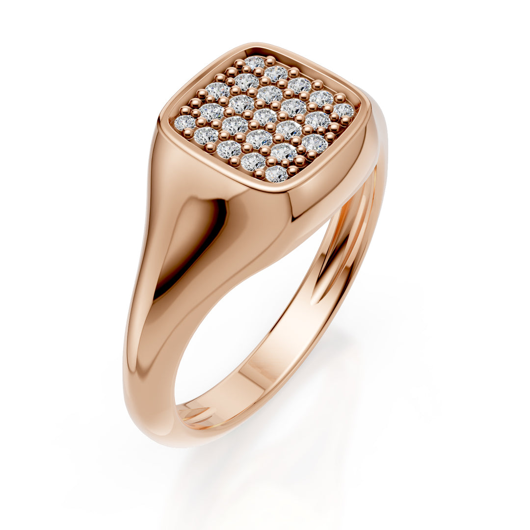 World Diamond Group square pinky ring size 10, rose gold diamonds ACH003DIR-24099110197