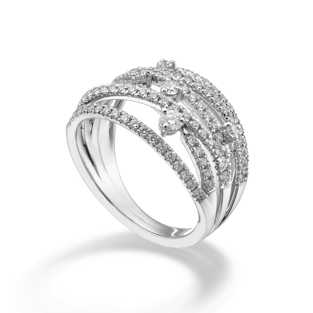 Golay zes rijen verzonken diamanten ring, met spot AMF7951DB-25353110018