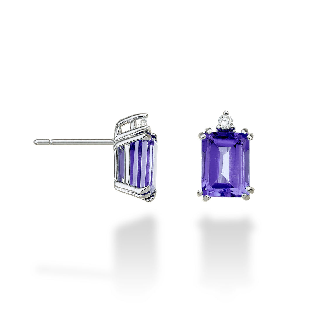 Nihama oder 18k achteckiger Amethyst 8x6 ct.2,60 Durchm. ct.0,06 NOCL090DIAMET3O4