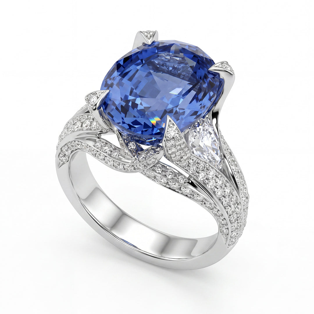 Ring der World Diamond Group mit ovalem Saphir 10,85 ct APU010WZB-15244110003