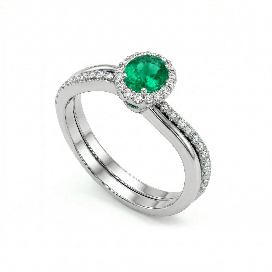 Golay oval emerald ring and contour + stem ACLC054DISM3-19357110016