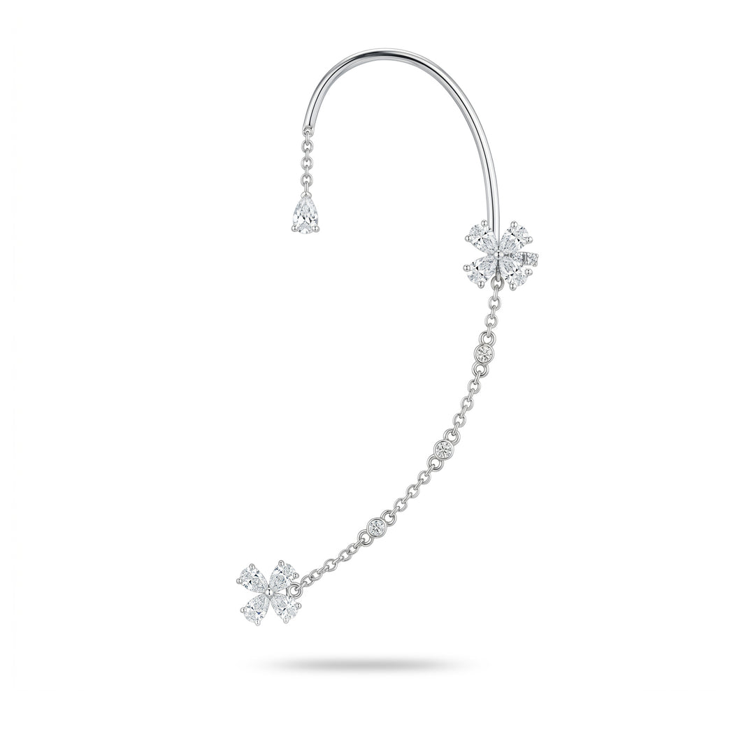 Golay ear cuff earring with flowers and left chain OEC874DBSX