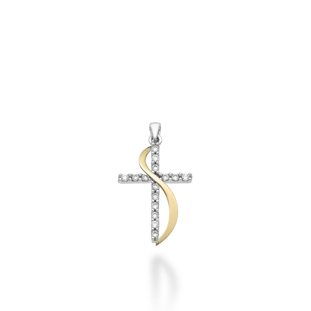 Mikiko pe 18k 0,15 ct croix en or blanc/jaune 1,7 cm MP5019O7BR015
