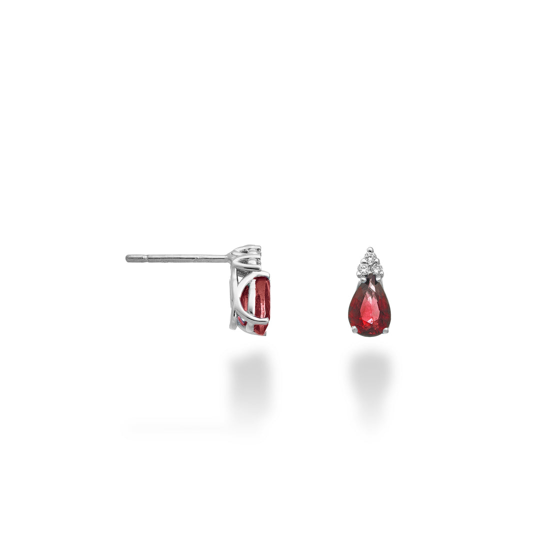 Mikiko ou rubis 18 carats n. Goutte 6x4 et trois diamants MO5173O4RBN084